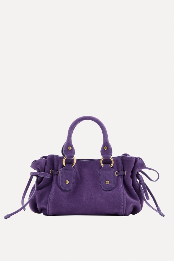 Suede Clutch Bag With Bows
