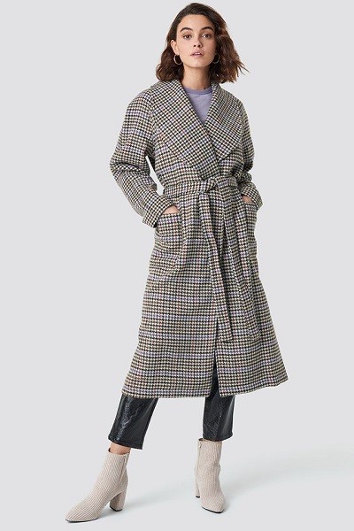 Welle Check Coat Grey from Gestuz