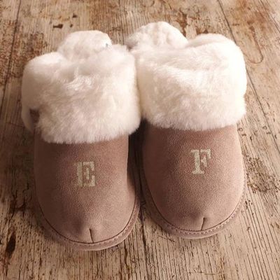 Sheepskin Slippers Personalised With Initial Monogram from Bowie Creations