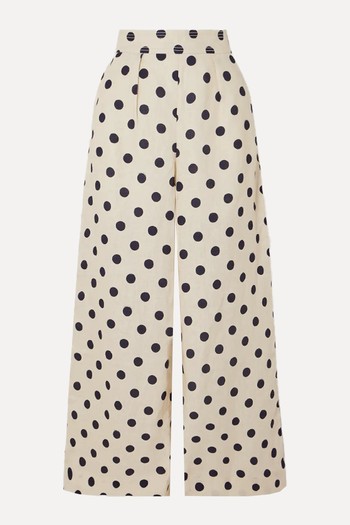 Josephine Polka-Dot Linen Wide-Leg Pants from Cara Cara