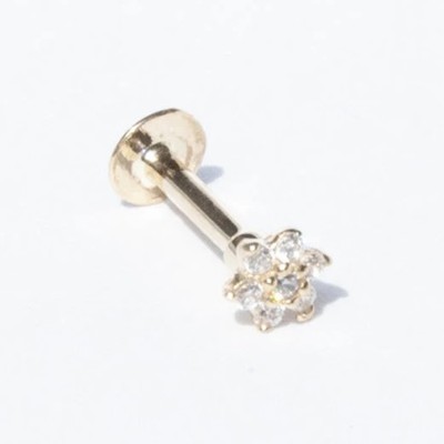 Tiny Flower CZ Stud 9 Karat Gold from Seol & Gold