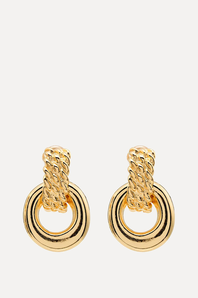 Gold Tone Doorknocker Clip Earrings  from Kenneth Jay Lane