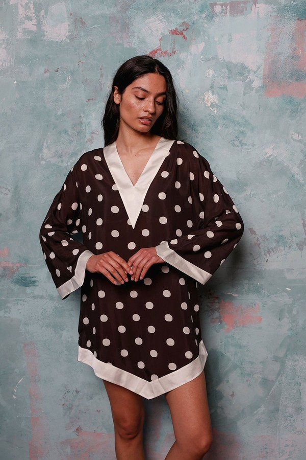 Rita Polka Dot Silk-Blend Kaftan from It’s 9PM