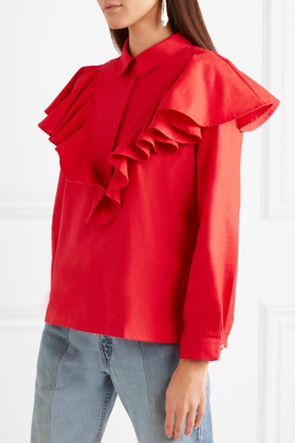 Ruffled Cotton Blouse from Mother Of Pearl