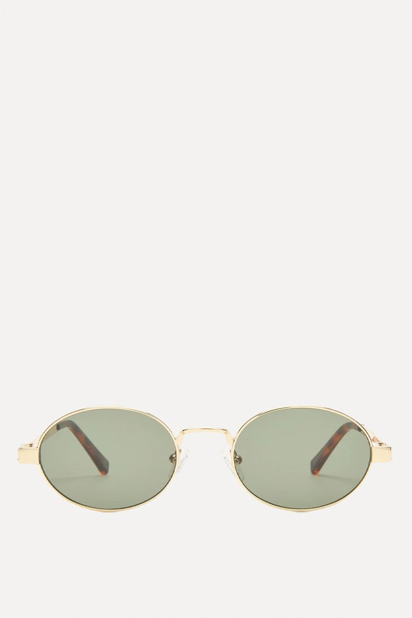 Poseidon Deux Oval-Frame Metal Sunglasses