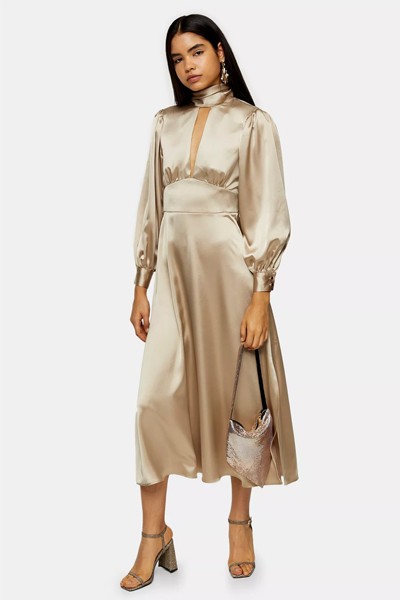 Gold Satin Maxi Dress