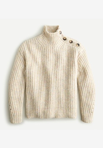 Alpaca-Blend Turtleneck Sweater With Shoulder Buttons from J. Crew