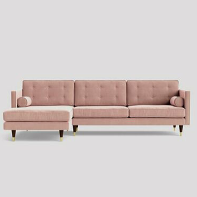 Porto Stylish Blush Pink Easy Velvet Left Hand Corner Sofa