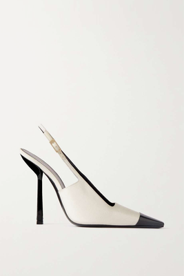 Ines Leather-Trimmed Twill Slingback Pumps from Saint Laurent