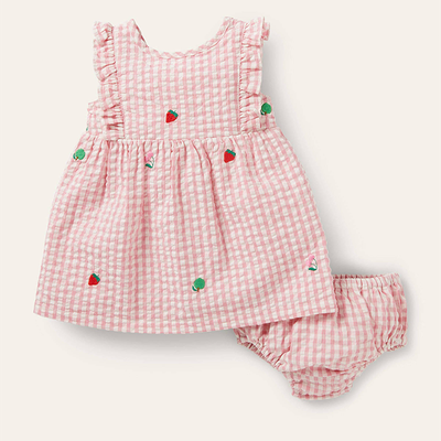 Woven Gingham Fruit Dress 