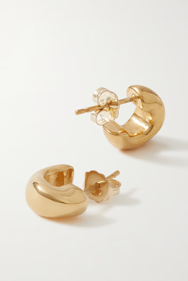 Mini Dahlia Recycled Gold Vermeil Hoop Earrings