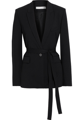 Better Belted Wool-Blend Crepe Blazer from Iris & Ink