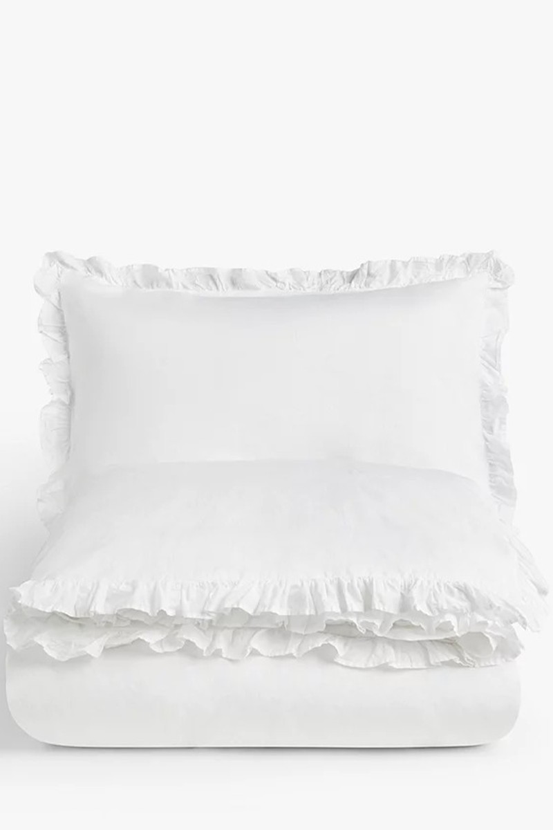 Texture Frill Cotton Doube Duvet Cover from John Lewis