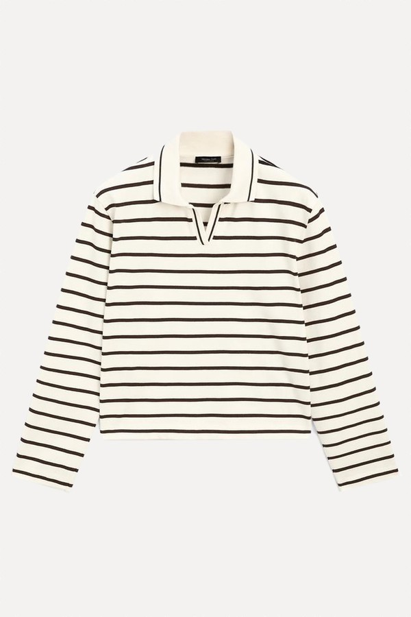 100% Cotton Polo Shirt With Striped Details