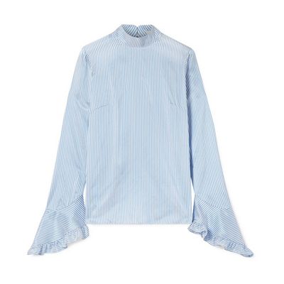 Lindsay Ruffle-Trimmed Striped Silk Blouse from Erdem