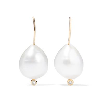 14-Karat Gold Pearl And Diamond Earrings from Mizuki