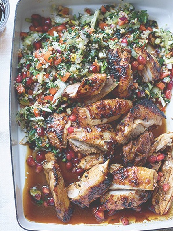 Pomegranate-Glazed Chicken Thighs with Quinoa Salad