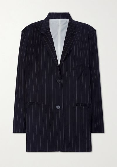 Pernille Oversized Striped Woven Blazer from Frankie Shop
