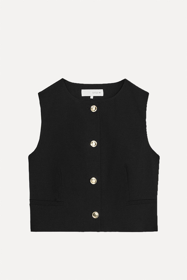 Gold Button Cropped Waistcoat from Zara