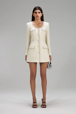 Cream Boucle Tailored Mini Dress, £420 | Self-Portrait