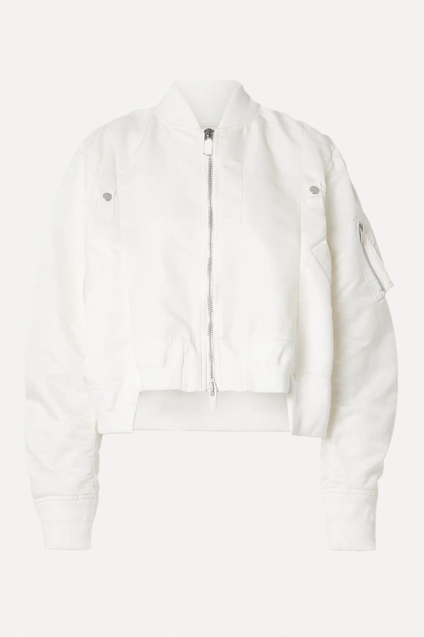 Grosgrain-Trimmed Shell Bomber Jacket