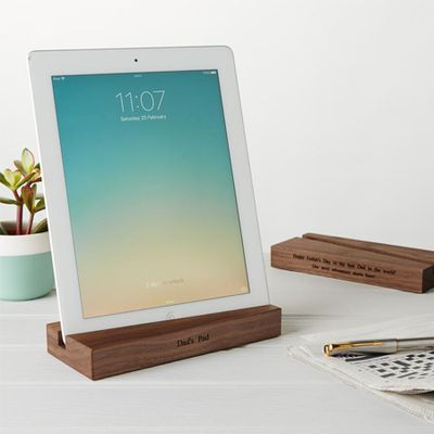 Large Personalised Oak Or Walnut Phone & Tablet Stand from MijMojDesign