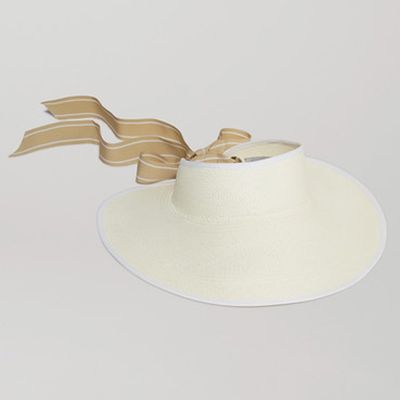 Grosgrain & Canvas-Trimmed Toquilla Straw Visor from Sensi Studios