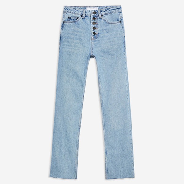 Bleached Buttonfly Straight Jeans