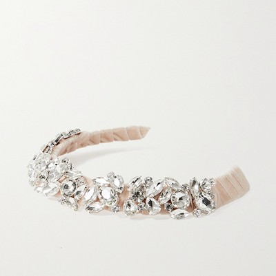 Rock Candy Crystal-Embellished Velvet Headband from LELET NYC