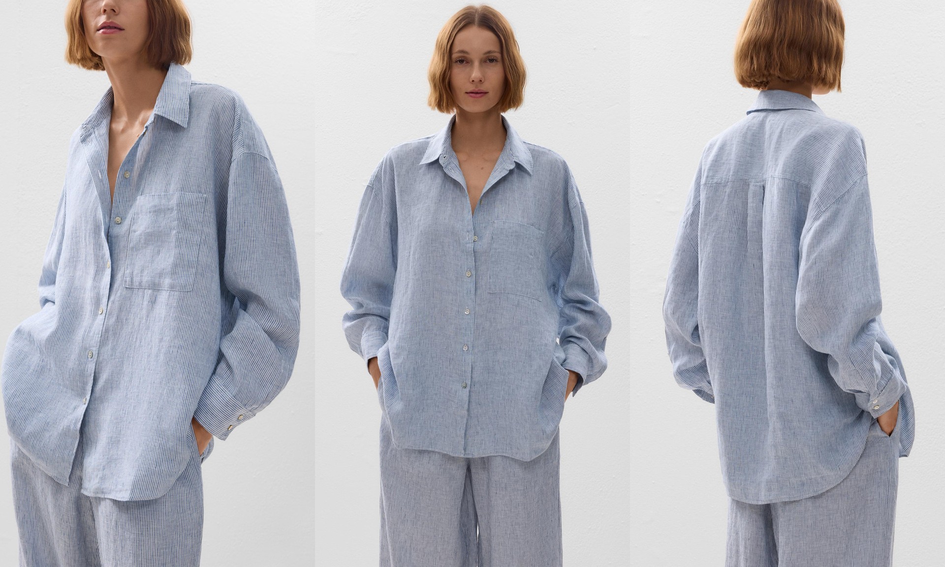 Striped 100% Linen Relaxed Shirt from Oysho
