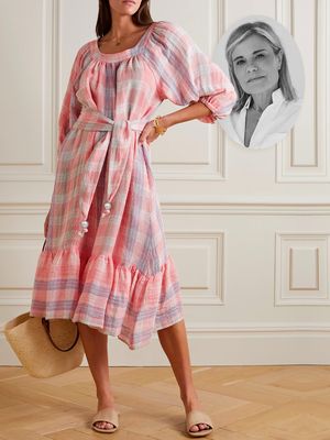 Laure Belted Checked Linen-Blend Midi Dress, £590 | Lisa Marie Fernandez