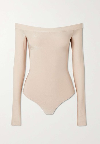 Devon Off-The-Shoulder Open-Back Jersey Bodysuit from Khaite