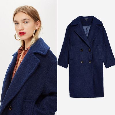 Boucle Button Front Coat