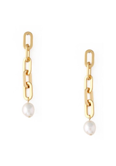 Chunky Chain Pearl Drop Earrrings from Orelia