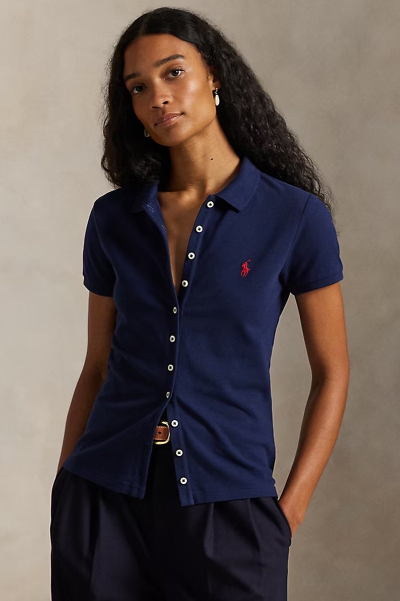 Buttoned-Placket Polo Shirt