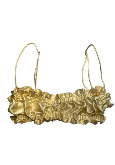 Yellow Scalloped Bandeau Bra