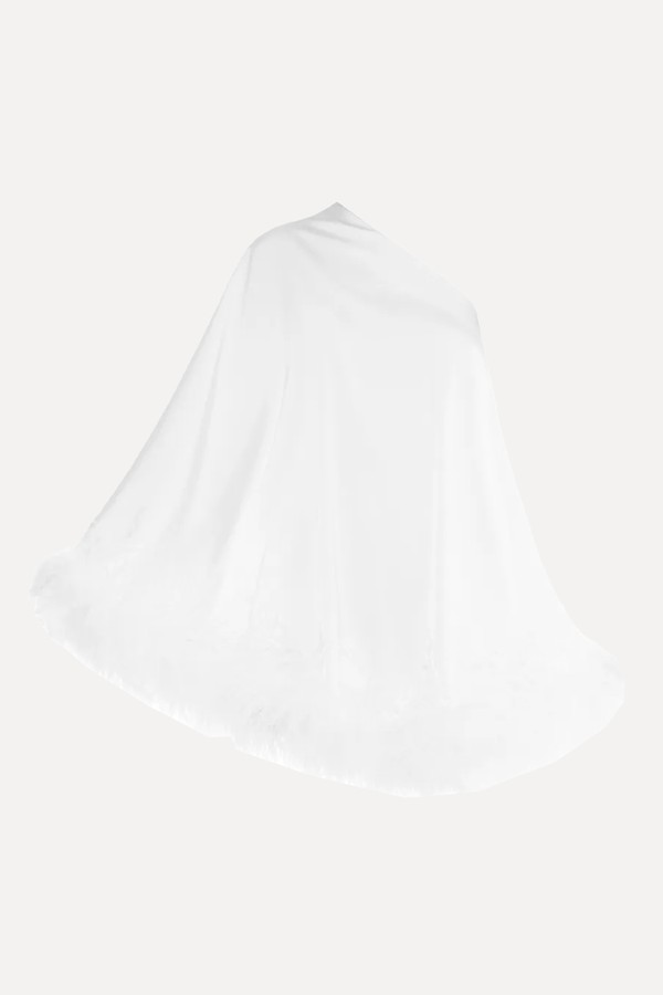 Aurora One-Shoulder Feathered-Trim Mini Dress from Matters Store