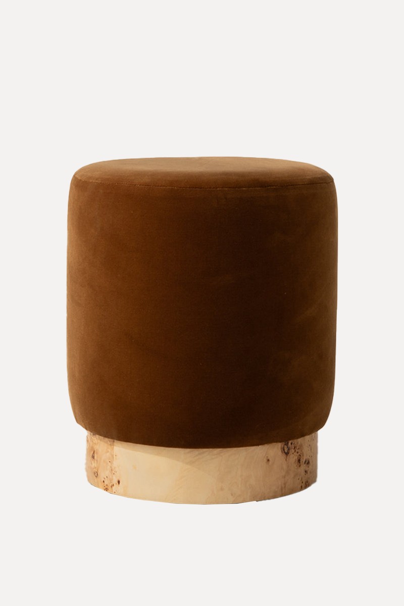 Velvet Pouffe with Burl Plinth from Six The Residence.