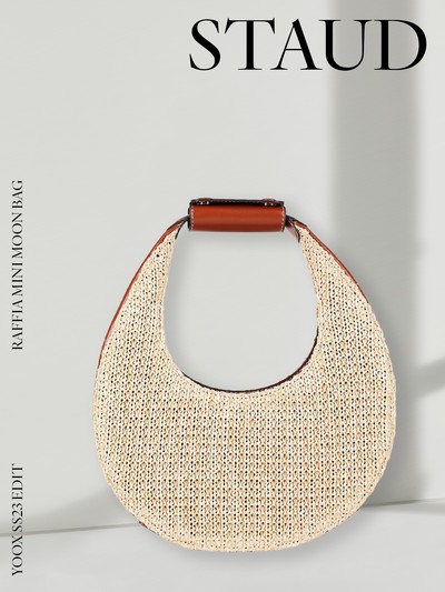 Raffia Mini Moon Bag from Staud