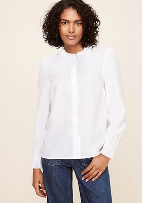 Frill-Edge Organic-Cotton Shirt