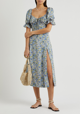 Floral-Print Puff-Sleeve Midi Dress from Lavish Alice