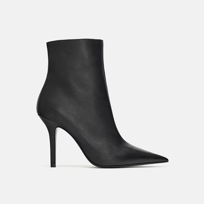 Leather Stiletto-Heel Ankle Boots from Zara