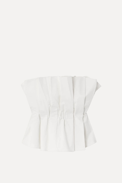 Dover Strapless Pleated Cotton-Blend Twill Top from Staud