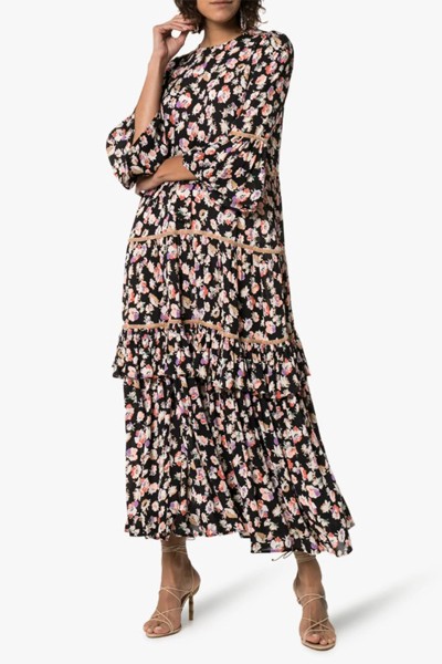 Floral Fluted Sleeve Belted Dress from byTiMo