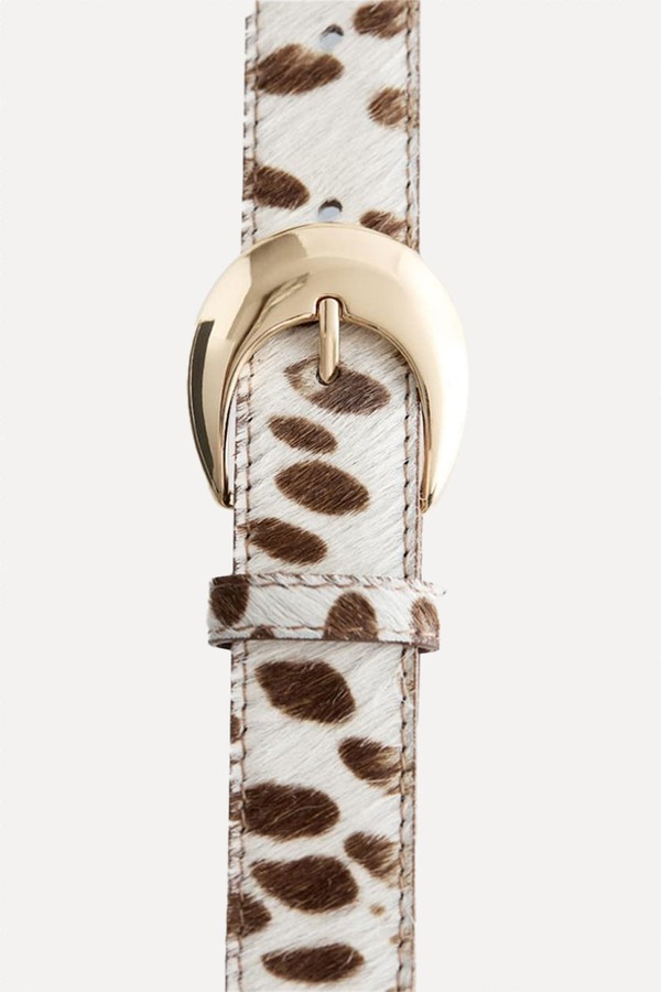 Cow-Print Leather Belt 