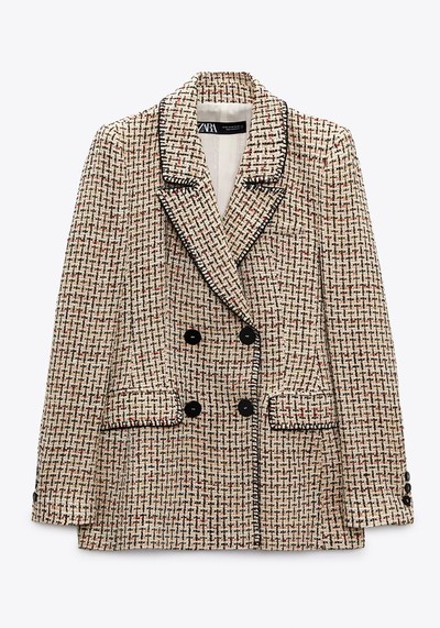 Textured Double-Breasted Blazer