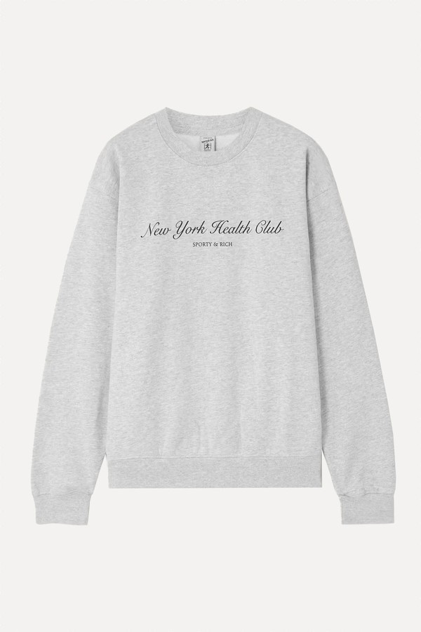 NY Health Club Printed Cotton-Blend Jersey Sweatshirt from Sporty & Rich