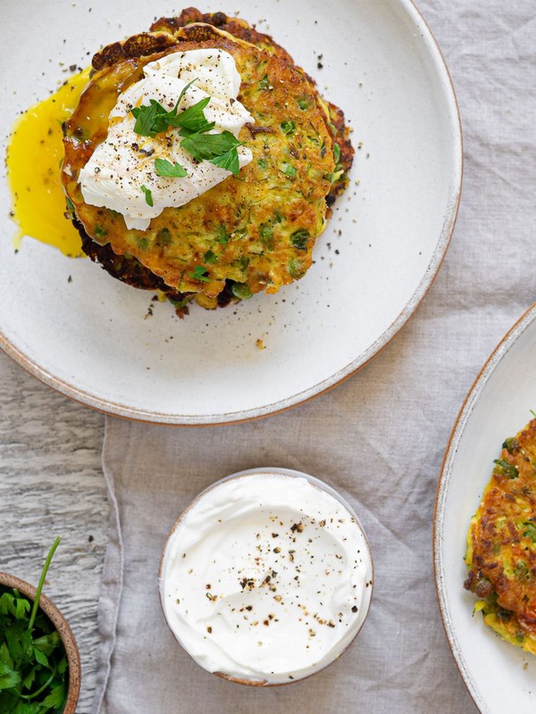 Courgette, Pea & Feta Fritters