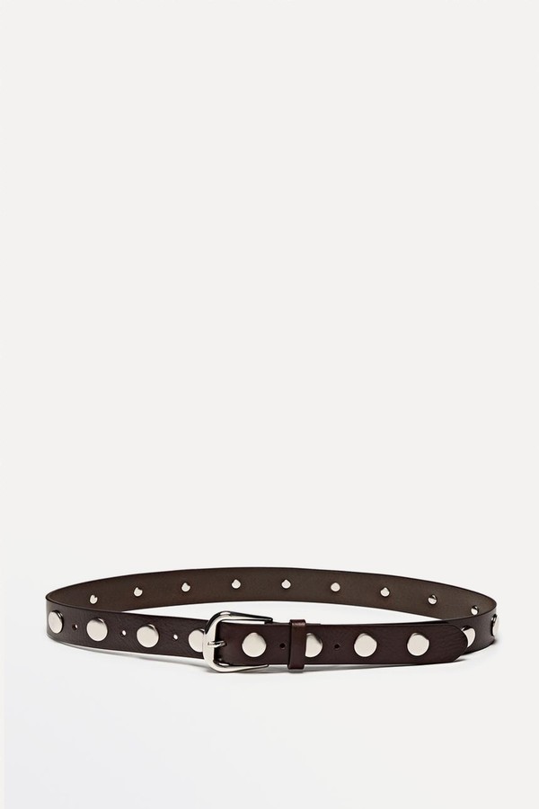Studded Nappa Leather Belt from Massimo Dutti
