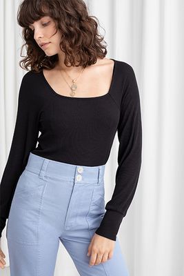 Relaxed Square Neck Ribbed Top from & Other Stories